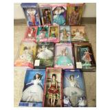 16 Barbie dolls with boxes