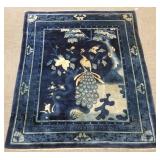 Handmade Chinese blue Feta rug - circa 1920