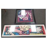 2 Romero Britto framed prints - "The Hug" 18" x 60