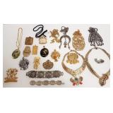 Group of vintage figural jewelry including