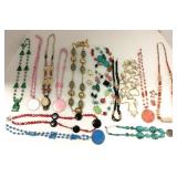 Group of bead jewelry including stones- carnelian,