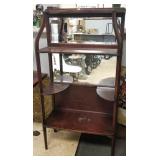 Antique mahogany etagere w/beveled mirror - 56"