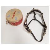 Tom tom rawhide drum & horse harness