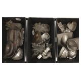 Group of antique metal cookie cutters, etc