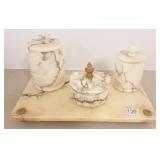 Marble tray with marble jar & covered box-