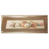 Framed watercolor still life painting - roses -