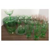 Group of etched glass depression glass (chips) &