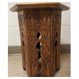 Carved hexagonal stand - 13 1/2" top x 18" high