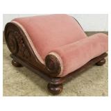 Carved Victorian upholstered stool 10" h x 17" x