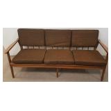 Mid-century modern sofa with cushions (as seen)