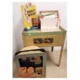 Vintage metal store display with cut-out, etc.