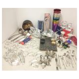 Group including silverplate flatware, bobeches