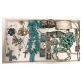 Group including Southwest sterling, turquoise, etc