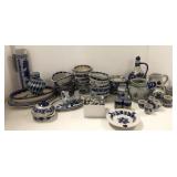 Large group including blue decor stoneware -