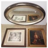 Framed beveled mirror 25" x 37", Barrymore print &