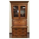 2 piece Victorian walnut drop front desk with