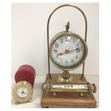 Desk calendar/clock & mini Hamilton 17 jewel clock