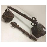 2 Japanese bronze artist brush & paint holders