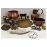 Group of metal items - pewter, copper, brass, etc
