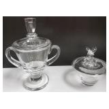 2 signed Steuben covered containers-larger 10 1/2"
