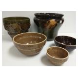 2 pottery jardinieres 12" cracked, 10" unsigned