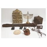 Group of metal items- brass, iron, etc