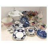 Group antique, etc china: flow blue, Gaudy, etc