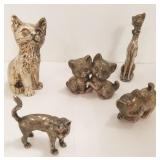 5 sterling clad marked .925 cat figures-