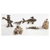 6 sterling, etc figures- jointed, Taxco, Faro