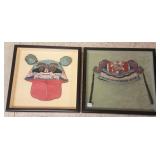 2 shadowbox framed Oriental costume pieces