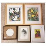 5 assorted framed items incl. relief plaque,