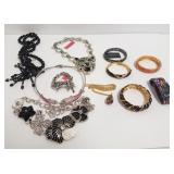 Group of rhinestone & enamel jewelry including