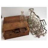 Metal bottle carrier, bottles & trucker cash