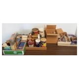 Group of advertising cartons, bottles, tins, etc.