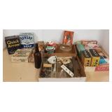 Group of advertising cartons, bottles, tins, etc.