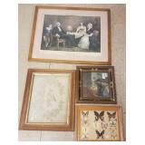 4 framed antique, etc. items including George