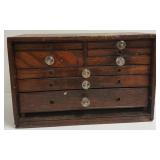 Multi-drawer oak cabinet (as seen) 10" x 20" x 13"