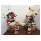 4 signed kachinas - 7"-16" tall