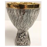 Grape and wheat pattern chalice - patinated
