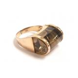 14k gold ring set w/ smoky quartz -