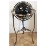 Gemstone globe on metal stand - 38" tall