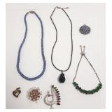 7pc sterling + gemstone jewelry including