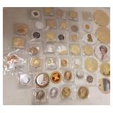 Group of gold plated & silver plated medallions -