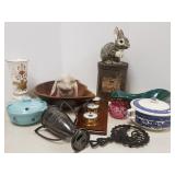 group including pottery, metal and wood items -