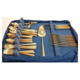 Set of gold plated flatware