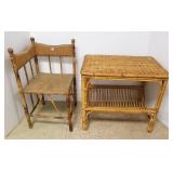 Antique bamboo motif corner chair 32" high &