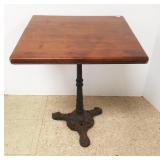 Fancy metal base cafe table 28" x 24 wood top