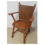 Old Hickory signed maple arm chair with rattan