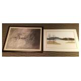 2 signed modern artworks - largest 32" x 41" O.D.