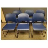 6 Herman Miller signed stacking blue/black chairs
